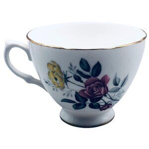 Royal vale tea cup bone china England 7515 floral white gold trim 4x2.5" READ